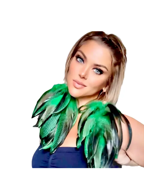 MY FEATHER EARRINGS STYLISH CHIC ELEGANT Women's Green Boho Schlappen Feather Dangle Earrings, 5"-8" Long with Chain, Lightweight Bleach Dyed Handmade Jewelry