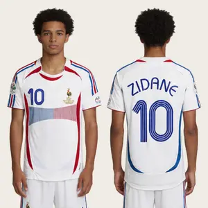 2006 France Jerseys Away White 10 Zidane Men and Women Short Sleeve Customized Soccer Jerseys Vintage