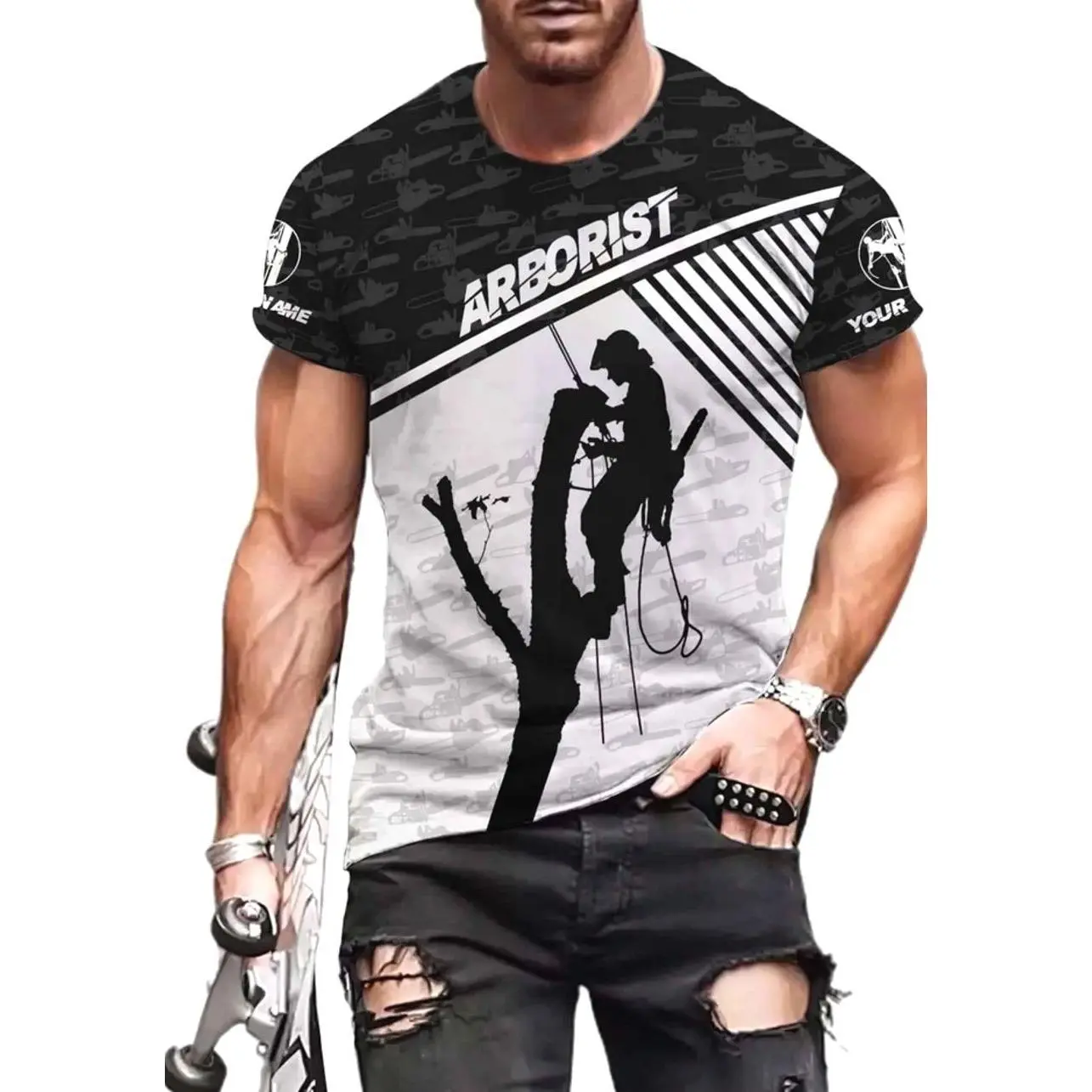 Personalized 3D Arborist Shirt, Custom Tree Climber Logger Tee, Professional Workwear VX9