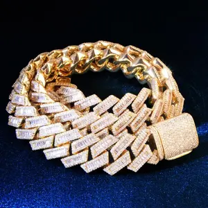 High Quality Versatile Personalized Zircon Strip Ladder Necklace Icy Iced Out Cuban Link Chain for Men Party Gift