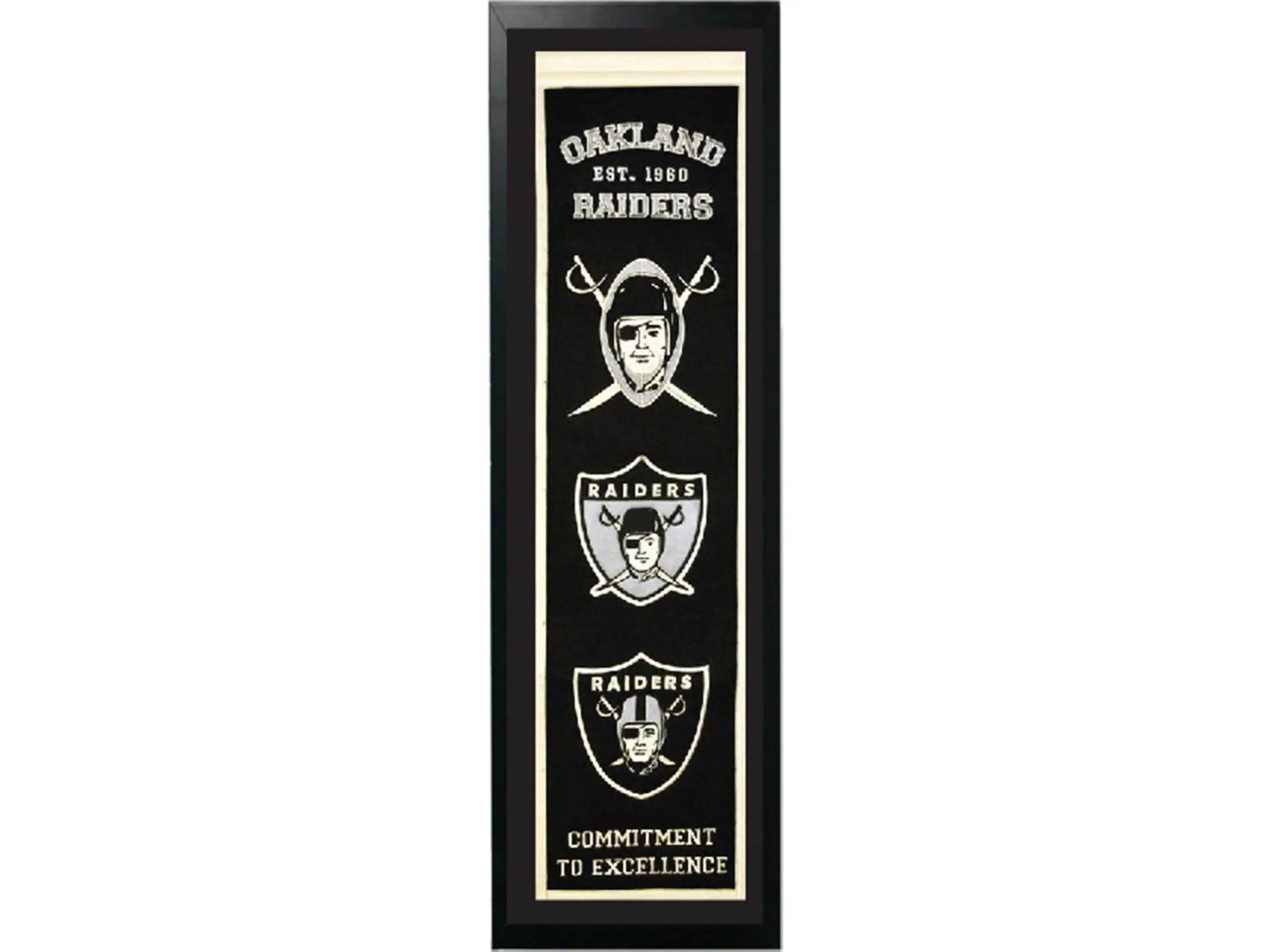 Encore Select 110-04 Oakland Raiders Logo History Felt Fabric Banner - 14x37", Wall Decor Print, Indoor Sports Collectibles for Oakland Raiders Fans