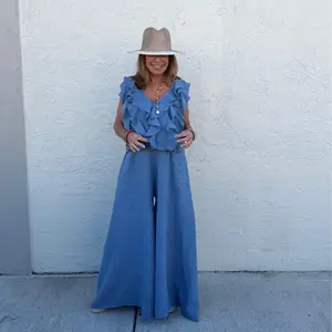 Linen Set XS-L top Sandra and Pants amelia