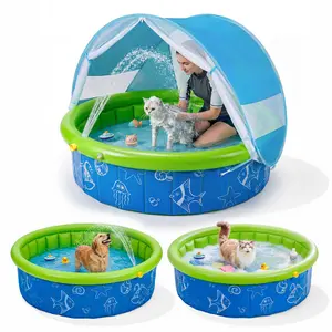 Kids Pool for Toddler, Foldable Kiddie Pool with Removable Canopy, Portable Baby Toddler Pool for Indoor Outdoor, Quick Setup No Tools, Easy Drain Non-Slip Splash Pool for Backyard & Travel (47in)