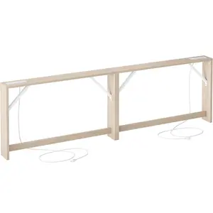 5.9 Inch Narrow Console Table with Power Outlet,Sofa Table Set of 2,Total Length 94'' Sofa Table Behind Couch,for Entryway&Living Room, Light Walnut