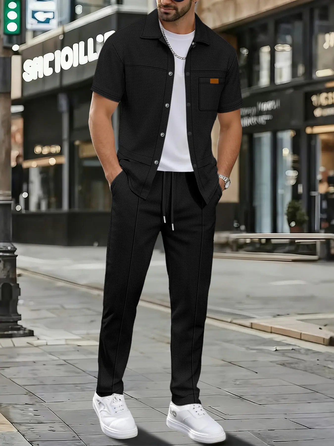 2026 New Men's Suit Set, Menswear, Christmas Gift, Friday, Two-Piece, formal wear, Running Set, Elastic Stretchy Pants, Summer Clothing, Casual Shorts, Trouser