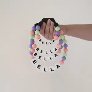 Personalized Beaded Dog Collar Custom with Name Letter Beads, Custom Colors, Waterproof Biothane Vegan Leather Pet Necklace, Dog Mom Gift