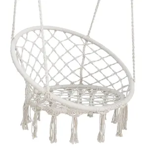 Zeny 100% Cotton Rope Handwoven Macrame Hammock - 360° Rotatable Hanging Lounge Chair, 260lbs Capacity Outdoor Porch Swing, Patio Outdoor Furniture for Relaxation,summervibes