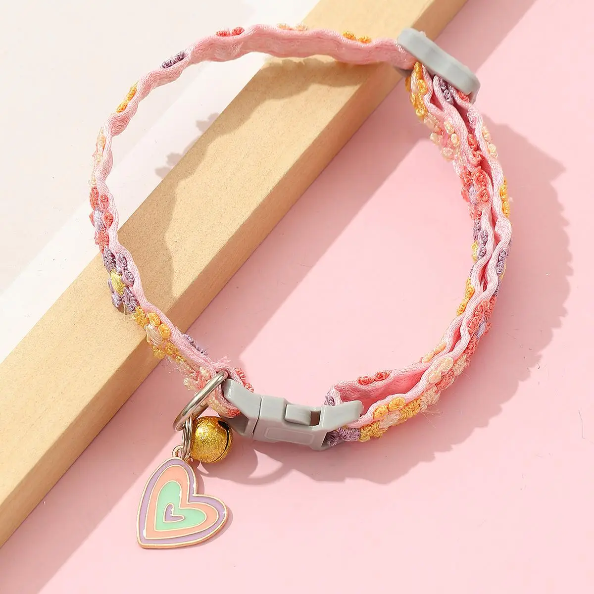 Cute Pendant Design Pet Collar with Bell, Adjustable Pet Collar with Safety Buckle, Jingling and Ringing Small Pet Collar, Decorative Cat Necklace