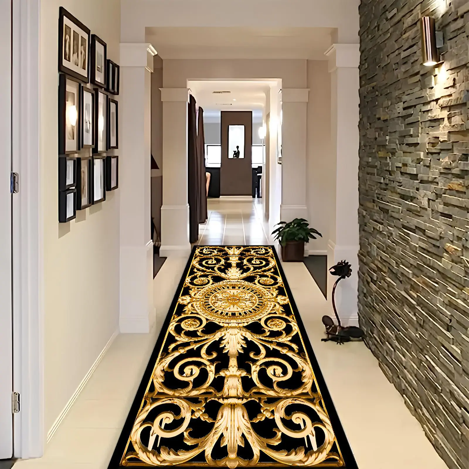 Geometric Pattern Non-slip Floor Mat, 1 Count Exquisite Washable Soft Floor Carpet, Decorative Modern Area Rug, Geometric Design Rug for Home Living Room Bedroom Hotel Salon