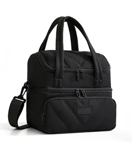 Insulated Lunch Bag for Men Women,Double-layered Portable Leakproof Crossbody Lunch Box Bag for Adults Girls Boys,Cool Bags for Dinner Party Work School Picnic Camping Travel,Black