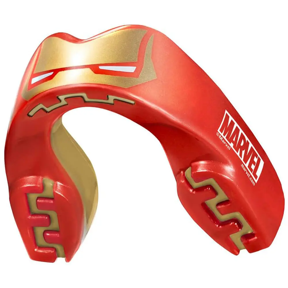 SafeJawz MARVEL Sports Mouthguard Dual Layer Premium Mouth Guard with Case for Basketball, Football, MMA, Hockey - Adult - IRON MAN