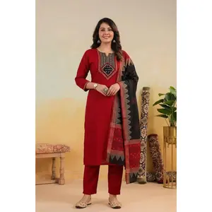 Gamthi Applique Work Dhabu Cotton Suit Set