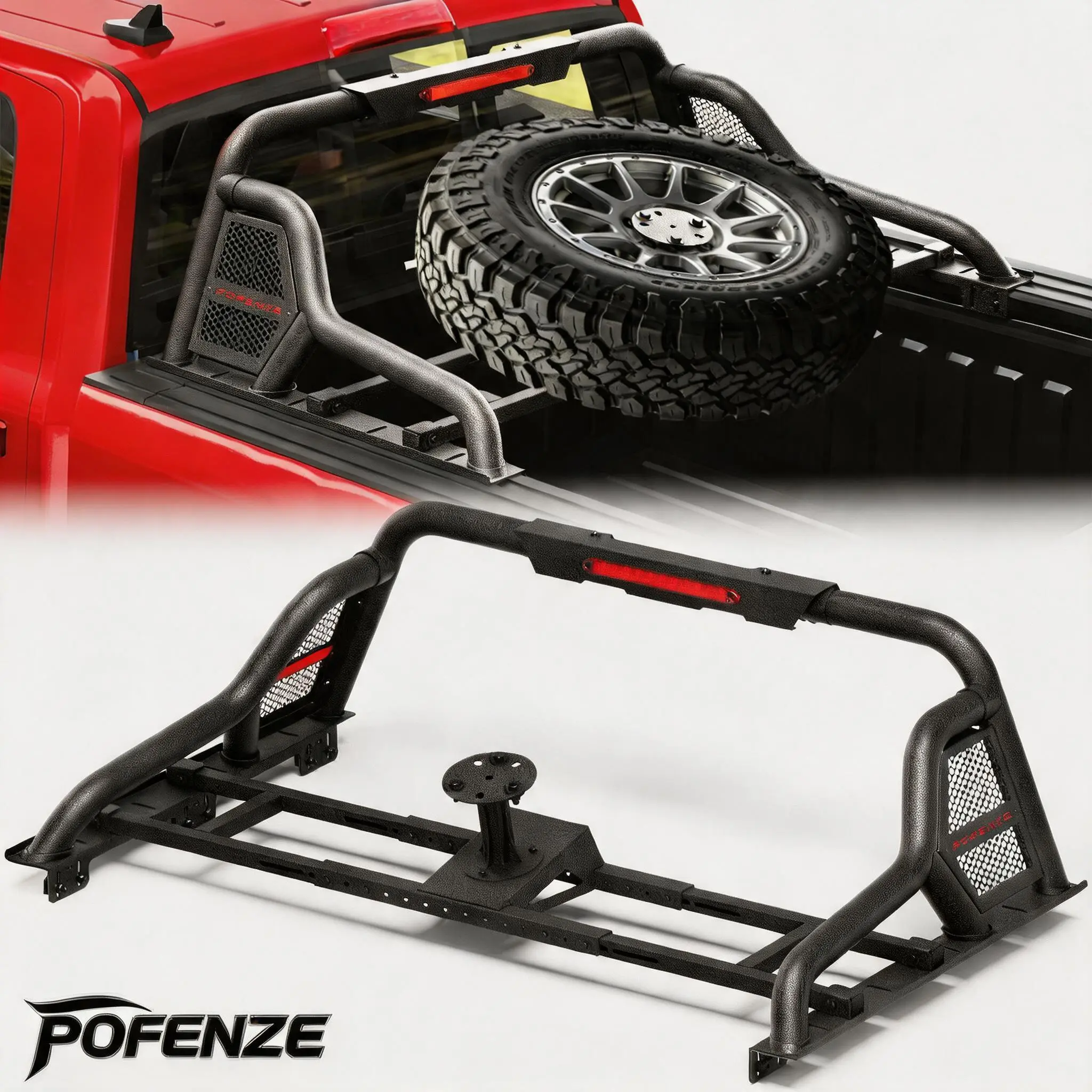 POFENZE-NADIA Heavy-Duty Adjustable Truck Roll Bar Chase Rack & Truck Ladder Rack, Compatible with Chevrolet Colorado, Toyota Tacoma, Nissan Frontier, Jeep Gladiator, Hyundai Santa Cruz, GMC Canyon, Ford Ranger, Honda Ridgeline Steel Bed Frames, Adjusts T