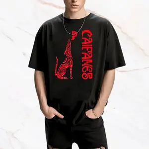 Caifanes Red Wolf Aztec Comfort Color Letter Printed Tee Ring-Spun Cotton Soft-Washed T-Shirt Trendy Tops Perfect Gift