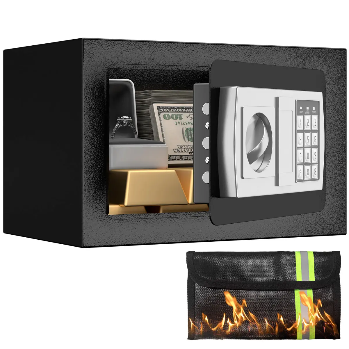 Small Fireproof Safes for Home with Fireproof Bag for Money Jewelry ...