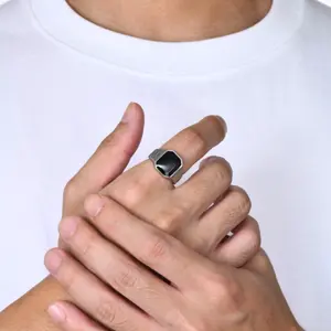 1 Piece Hip Hop Style Square Casting Ring for Men, Fashion Minimalist Engagement/Wedding Ring, Anniversary/Birthday Jewelry Gift