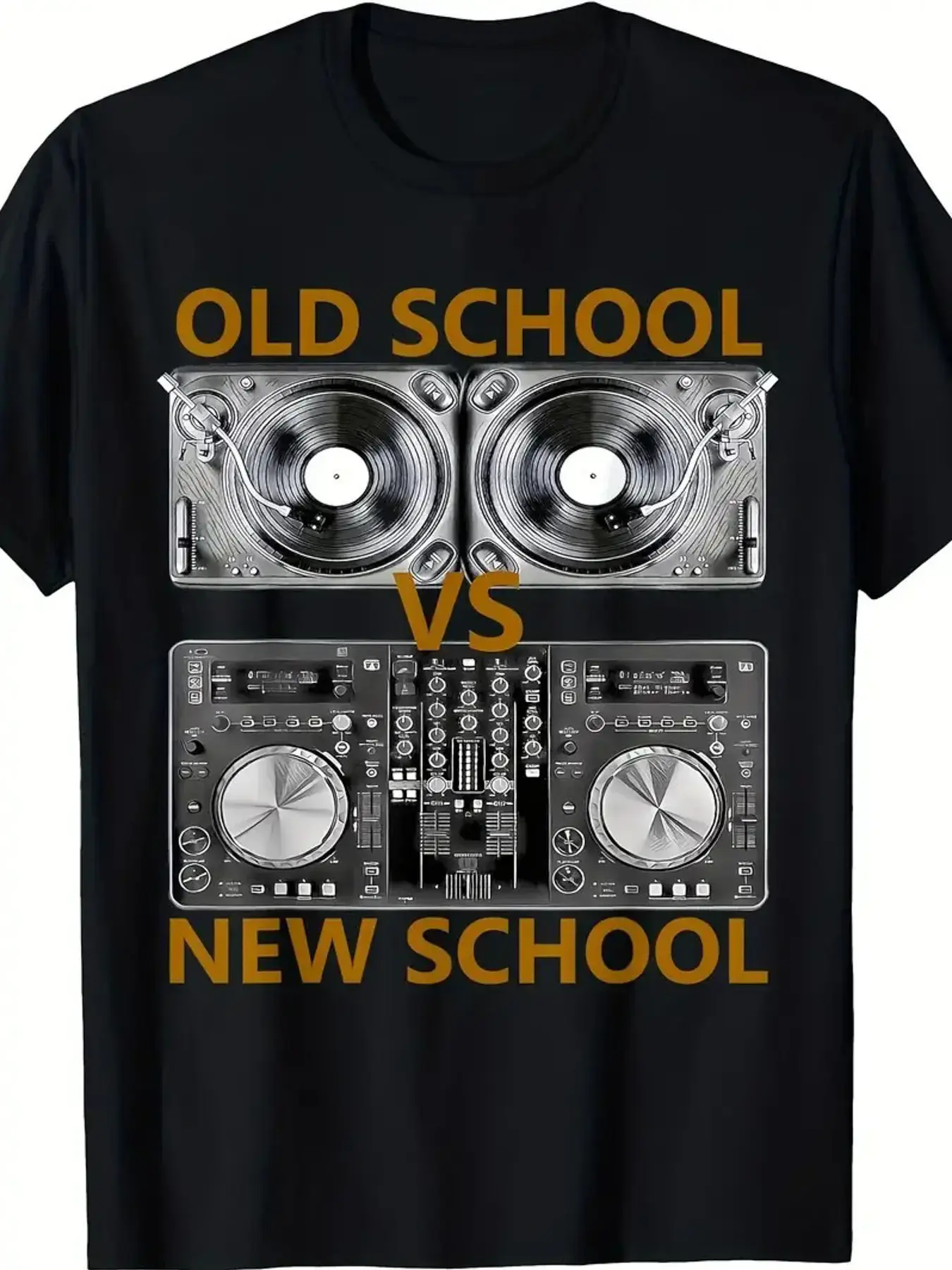 Men's DJ Music Graphic Print T-Shirt, Casual Crew Neck Short-Sleeve Artwork Tee, Ideal for Dance Parties & Menswear Events, Dance Parties & Events