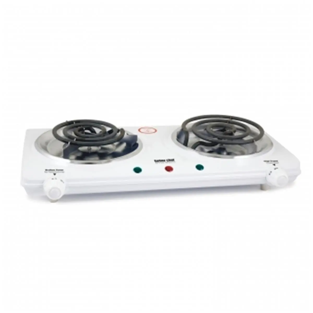 212 MAIN Dual Element Electric Countertop Range - 1500W Total Power, Adjustable Heat, Thermal Shut-Off, Easy Clean, Enamel Exterior, Non-Skid Rubber Ft, for Kitchen Use