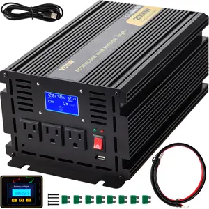 VEVOR Power Inverter, 2000W Modified Sine Wave Inverter, DC 12V to AC 120V Car Converter, with LCD Display, Remote Controller, LED Indicator, AC Outlets Inverter for Truck RV Car Boat Travel Camping