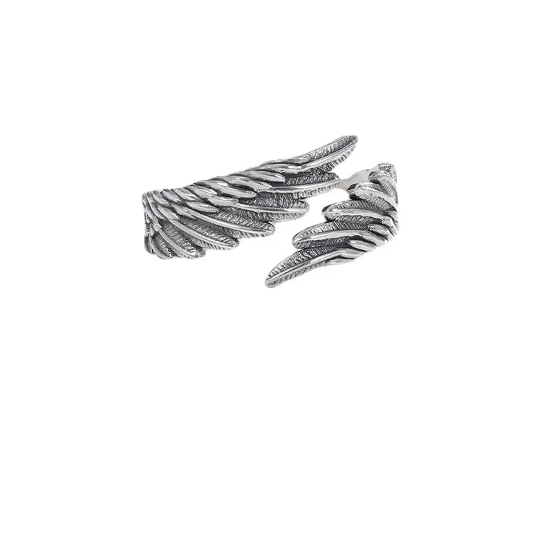 ZHIGUANG Selected Angel Wings Ring for Men and Women Dark Style Couple Rings Valentine's Day Gift for Him & Her Unique Design Perfect for Couples
