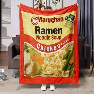 1pc Instant Noodle Soup Chicken Flavor Ramen Blanket Soft Comfort Lightweight Flannel Fluffy Microfiber Four Seasons Funny Food Blanket Fluffy Plush Blanket Sofa Sofa Bed