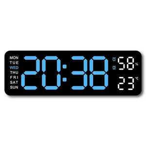 LED Digital Wall Clock Decorative, 10" Digital Alarm Clocks for Bedrooms, Digital Clock Large Display with Temperature/Countdown/Auto Dimmer/Snooze - 12/24H, Modern Wall Clock DigitalLight Set Light Set Blue/Orange(White, Bule ), christmas decor
