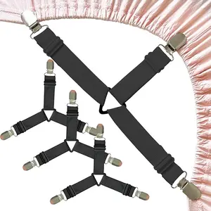 Sheet Straps Fitted Sheet Clips Holder Surspeners Keep Sheets in Place Bed Sheet Fasteners Gripper Black 4P