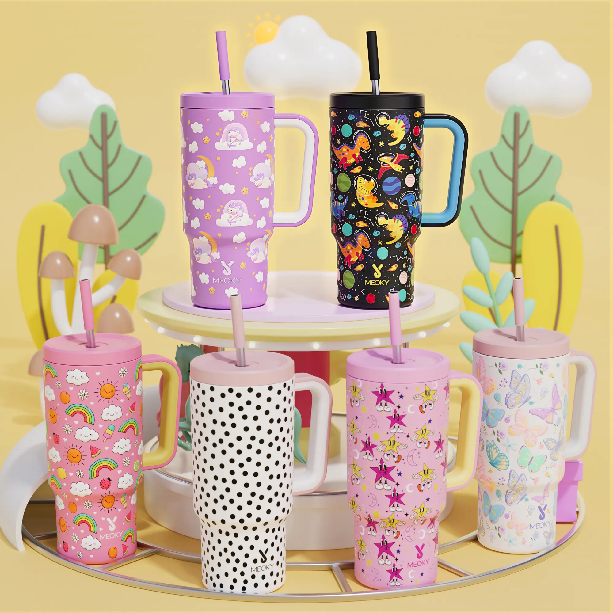MEOKY 24oz stainless steel thermos cup,Hot Water Mug,It is suitable for school and outings. It is a reusable environmentally friendly cup that is non-slip and leak-proof and keeps cold for 24 hours #TikTokShopSummerSale