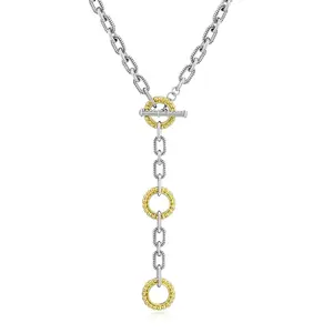 Aprilery Two-Tone Cable Chain Necklace – Designer-Inspired Twisted Rope Oval Link Statement Necklace for Women Chunky Elegant