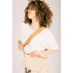The Westlyn Woven Bag in Checkered Tan