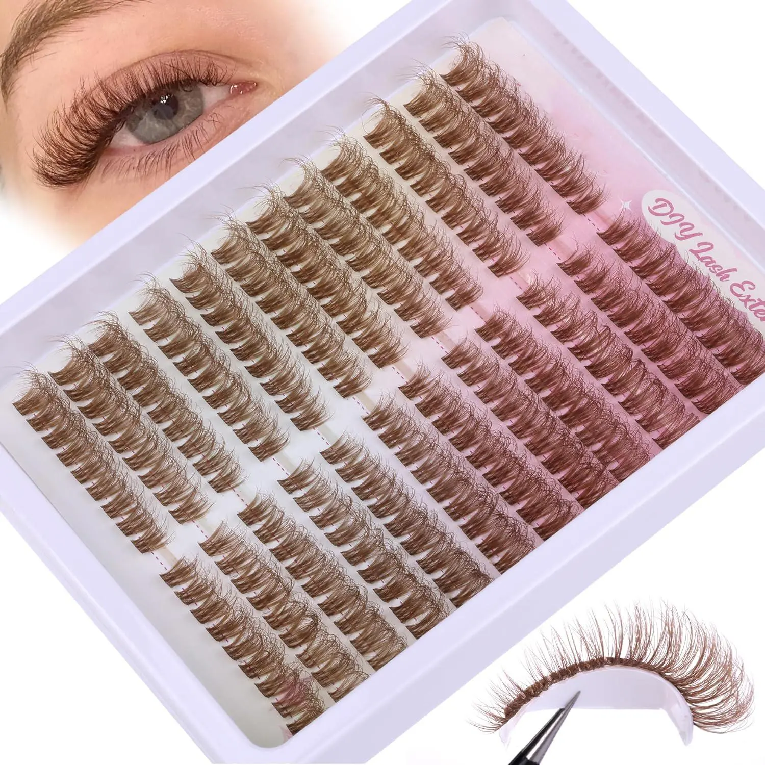 Cat Eye False Eyelashes, 1 Box Feline Lash Look Brown Eyelash Extensions, Self Grafting Curl Eyelashes, Eye Makeup Diy False Eyelashes for Women, Cosmetic, Lightweight Natural Eyelashes, Diy Personal Lashes