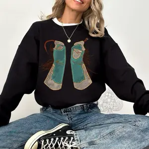 Western Blue & White Cowboy Chaps Graphic Crewneck & Tee, Crewneck and Hoodie, Western cowboy Graphic Hoodie, Trending western Graphic Hoodie, Western Boutique, Handmade, Plus size available 2DB