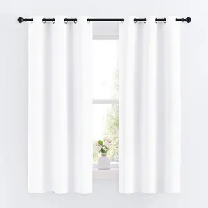 NICETOWN Draperies Curtains Panels, Blocking Out 50% Sunlight Window Treatment Curtains, Grommet Small Window Drapes for Bedroom (2 Panels, 34 by 63, Pure White)