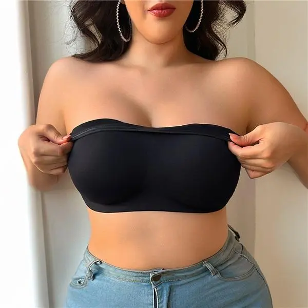 Women's Strapless Push-Up Bandeau Bra - Non-Slip, Wireless, Supportive, Padded, Seamless, Comfortable Tube Jelly Bra