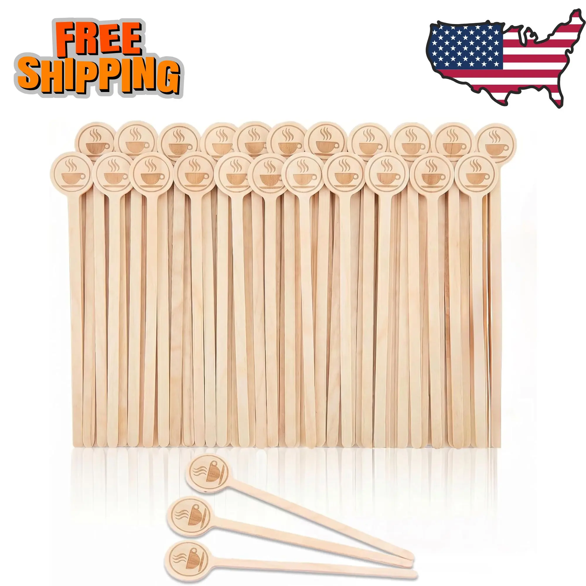 100Pcs Coffee Stirrers-5.9 Inch Natural Wooden Stir Sticks with Round Ends