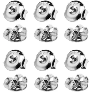 12PCS Real 925 Silver Earring Backs Replacements, 18K White Gold Plated Hypoallergenic , Secure Ear Locking for Stud Nut for Posts, 6mm