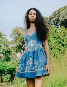 Love The Label Nicks Mini Dress in Wythe Embroidered Denim