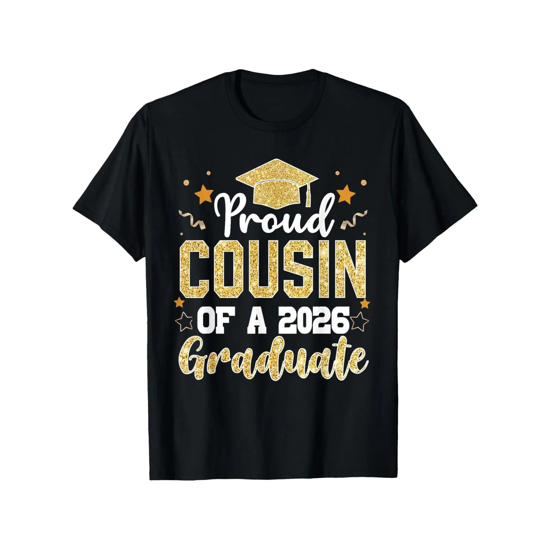 Men's Comfy Basic Round Neck Shortsleeve T-Shirt, Soft Fabric with Proud Cousin of a 2026 Graduate Print, Casual Streetwear Top