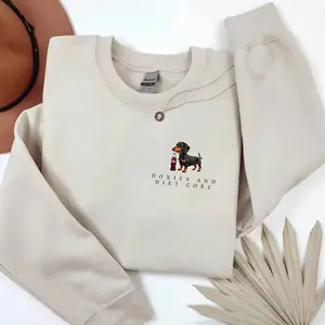 Doxie & Diet Coke Sweatshirt, Funny Dog Lover Gift, Dachshund Sweatshirt, Sausage Dog Sweater, Wiener Dog Crewneck, Diet Coke Lover Sweatshirt