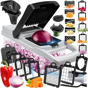 26-In-1 / 22-In-1 / 16-In -1 Multi-Functional Vegetable Chopper, Veggie Cutter, Multifunctional Food Cutter, Durable Garlic Slicer, Onion Potato Grater, Kitchen Accessories, Outdoor Camping Picnic, Vegetable Chopper Set