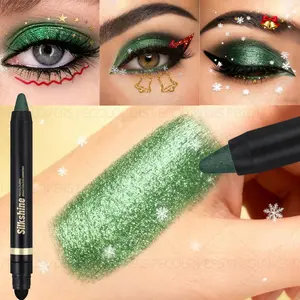 1PC Glamorous Dual-ended Metallic Pearlescent Eyeshadow Stick - Glitter Shimmer Eyeshadow, Shimmer and Matte Finish, Lazy Eyeshadow, Soft Texture, Long-lasting and Waterproof, Christmas Gift, Eyeshadow Makeup, Glitter Eyeshadows