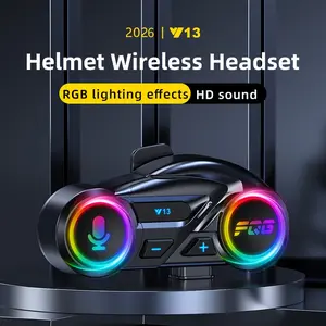 MOKATAS Multi-Rider Intercom Motorcycle Helmet Bluetooth Headset 5.3 with CVC Noise Cancelling Deep Bass RGB Lights Hands-Free Call Music Sharing Lightweight Universal Fit Long Battery Life Anti-Interference for Group Riding Food Delivery Daily Commute