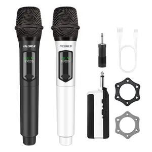 Talomen Wireless Microphone System, Rechargeable Handheld Cordless Dynamic Mic Set, 160 ft Range for Karaoke, Singing, Wedding, Church, Party, Speech, PA
