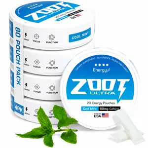 Ultra Focus Pouches by Zoot - Energy & Caffeine Pouches - Cool Mint | A Nootropic Focus Supplement for Sport, with Clean Caffeine, Blended Vitamins, Minerals - 4pk (80 Pouches)