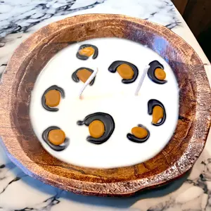 Cheetah Print Dough Bowl Candle Bedroom Sleep-helping Birthday Gift Ornaments Scent Wood Decor