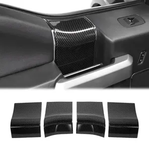Interior Door Handle Covers Trim Panel For Ford F150 Raptor 2015-2020 Car Accessories, Abs Red carbon fiber Black wood grain Chrome