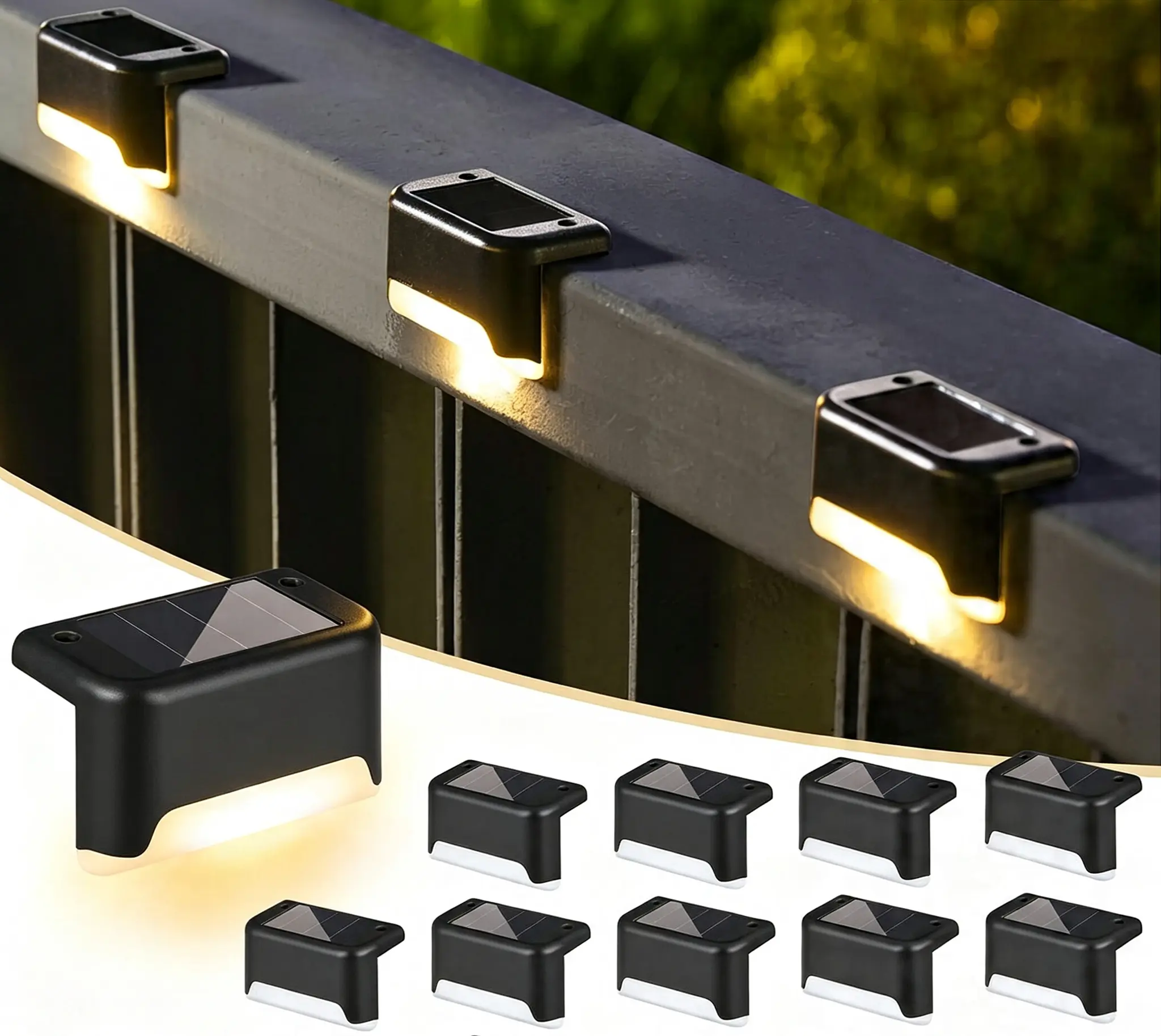 Solar Deck Lights Outdoor 8 Pack, Solar Step Lights Waterproof Led Solar lights for Outdoor Stairs, Step , Fence, Yard, Patio, and Pathway(Black)