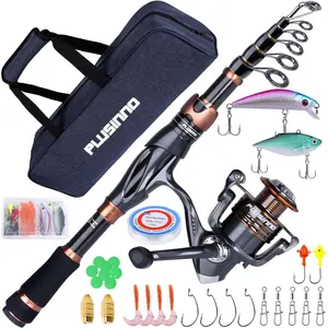 Fishing Rod and Reel Combos, Bronze Warrior Toray IM6 Carbon Matrix Telescopic Fishing Rod Pole, 12 +1 Shielded Bearings Stainless Steel BB Spinning Reel, Travel Freshwater Fishing Gear