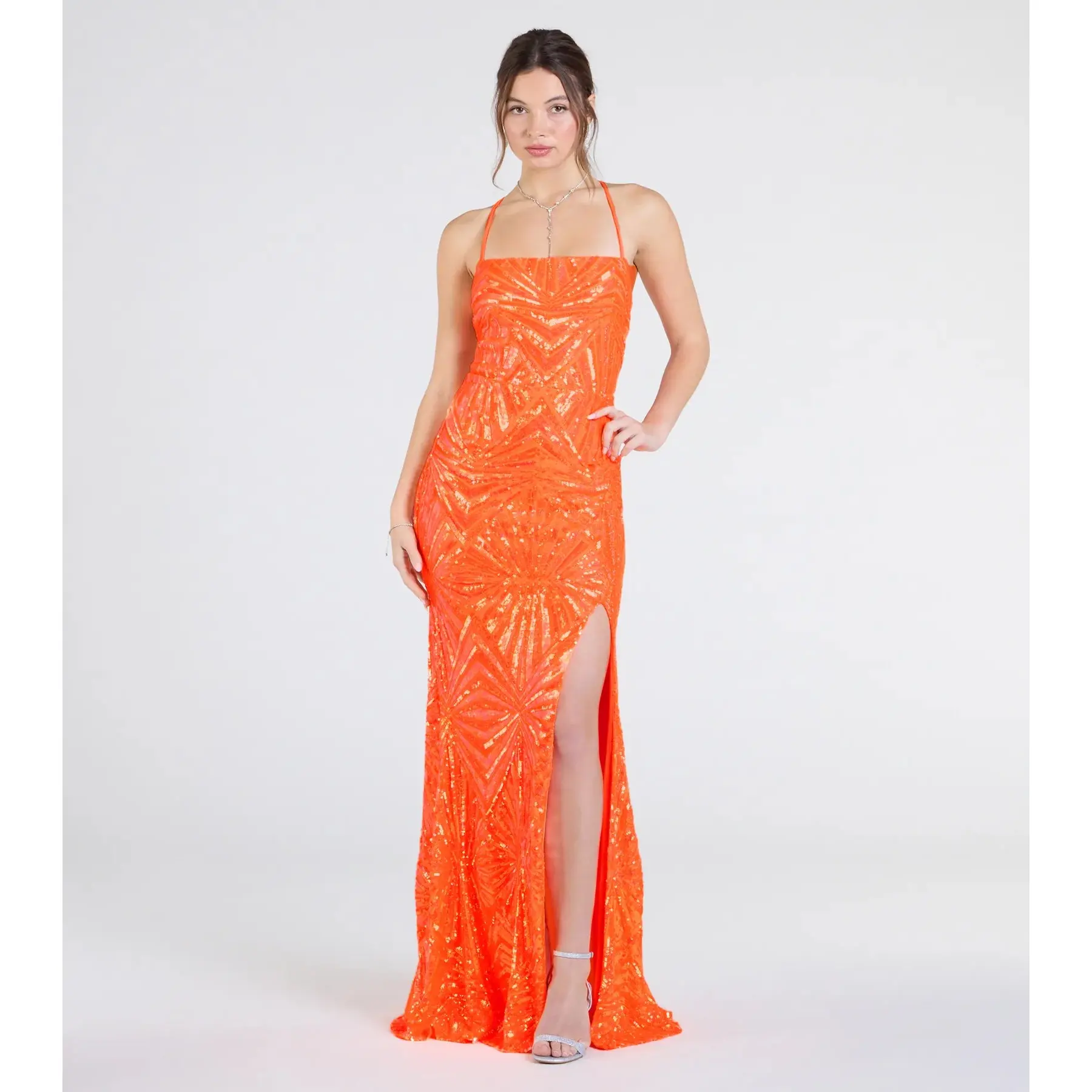 Lottie Sequin Lace-Up Mermaid Dress