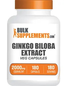BulkSupplements Ginkgo Biloba Extract Capsules - Edible - Natural Antioxidants - Ginkgo Capsule - 180 Capsules - 2000mg per Serving